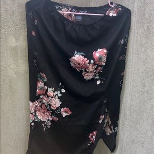 Polly & Esther Slip Floral Print Satin Slip Skirt